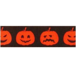 Berisford Ribbon Halloween Pumpkins Satin Ribbon - 25mm X 20M