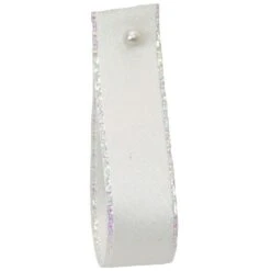 Berisford Ribbon Iridescent Edge Satin White Colour No.6 Ribbon - 15mm X 20M