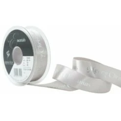 Berisford Ribbon Merry Christmas Silver Double Faced Satin Ribbon 20 Meters - 25mm X 20M