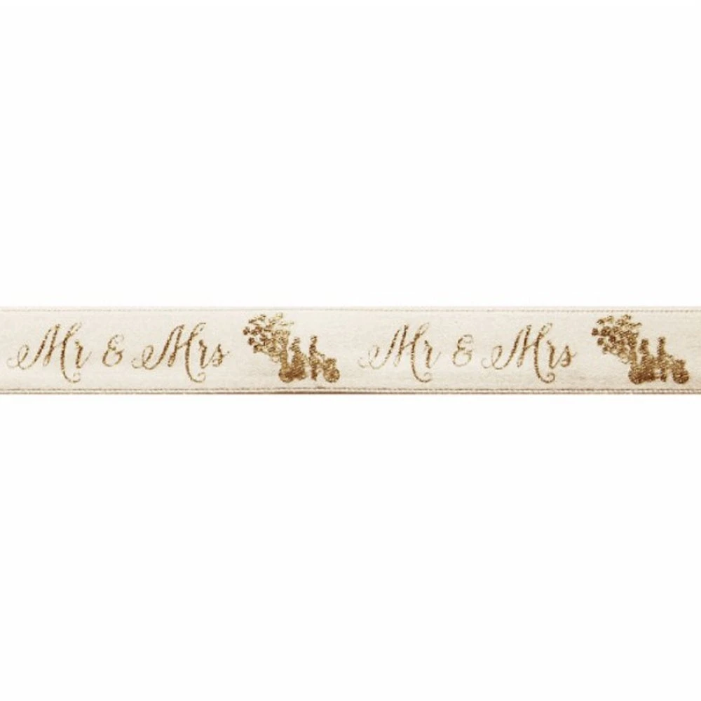 Berisford Ribbon Sparkle Satin Bridal Colour No.2 Ribbon - MR & MRS - 15mm X 20M 2 Berisford Ribbon Sparkle Satin Bridal Colour No.2 Ribbon - MR & MRS - 15mm X 20M - Image 2