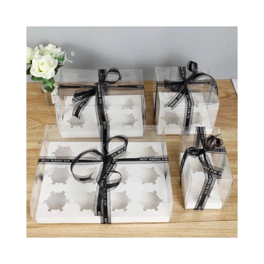 Cake Craft Company White Deluxe Crystal Transparent Cupcake Boxes - Holds 12 5 Cake Craft Company White Deluxe Crystal Transparent Cupcake Boxes - Holds 12 - Image 5