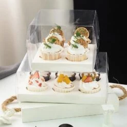 Cake Craft Company White Deluxe Crystal Transparent Cupcake Boxes - Holds 4 -Silikomart Store cake craft company white deluxe crystal transparent cupcake boxes holds 4 p18617 66396 image