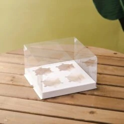 Cake Craft Company White Deluxe Crystal Transparent Cupcake Boxes - Holds 4 -Silikomart Store cake craft company white deluxe crystal transparent cupcake boxes holds 4 p18617 66565 image