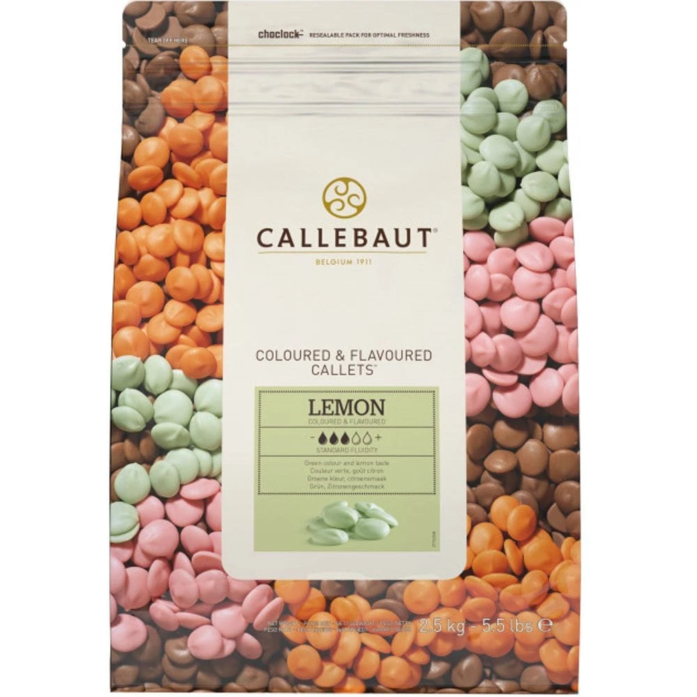 Callebaut Lime Coloured Cocoa Butter Based Confectionery Callets (Lemon) - 2.5kg 1 Callebaut Lime Coloured Cocoa Butter Based Confectionery Callets (Lemon) - 2.5kg