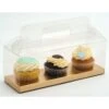 Club Green Clear PVC High Quality Cupcake Box With Gold Insert - Holds 3