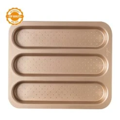 Decora Gold Line Non Stick Baguette Pan - 3 Cavities -Silikomart Store decora gold line non stick baguette pan 3 cavities p15858 55241 image