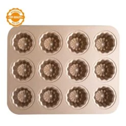 Decora Gold Line Non Stick Canelé Pan - 12 Cavities -Silikomart Store decora gold line non stick canele pan 12 cavities p15859 55244 image
