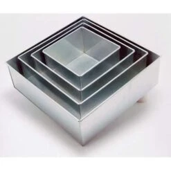 Eurotins 4 Tier Square 3" Deep Cake Tins ( 6 , 8 , 10 , 12 ) - Set Of 4