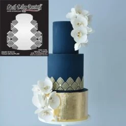 Evil Cake Genius Acrylic Cake Stencil - Art Deco Feather Border -Silikomart Store evil cake genius acrylic cake stencil art deco feather border p16561 58045 image