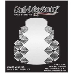 Evil Cake Genius Acrylic Cake Stencil - Art Deco Feather Border -Silikomart Store evil cake genius acrylic cake stencil art deco feather border p16561 58046 image