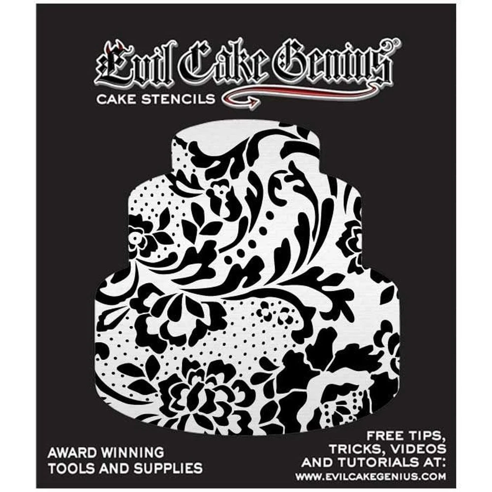 Evil Cake Genius Acrylic Cake Stencil - Bridal Lace 3 Evil Cake Genius Acrylic Cake Stencil - Bridal Lace - Image 3