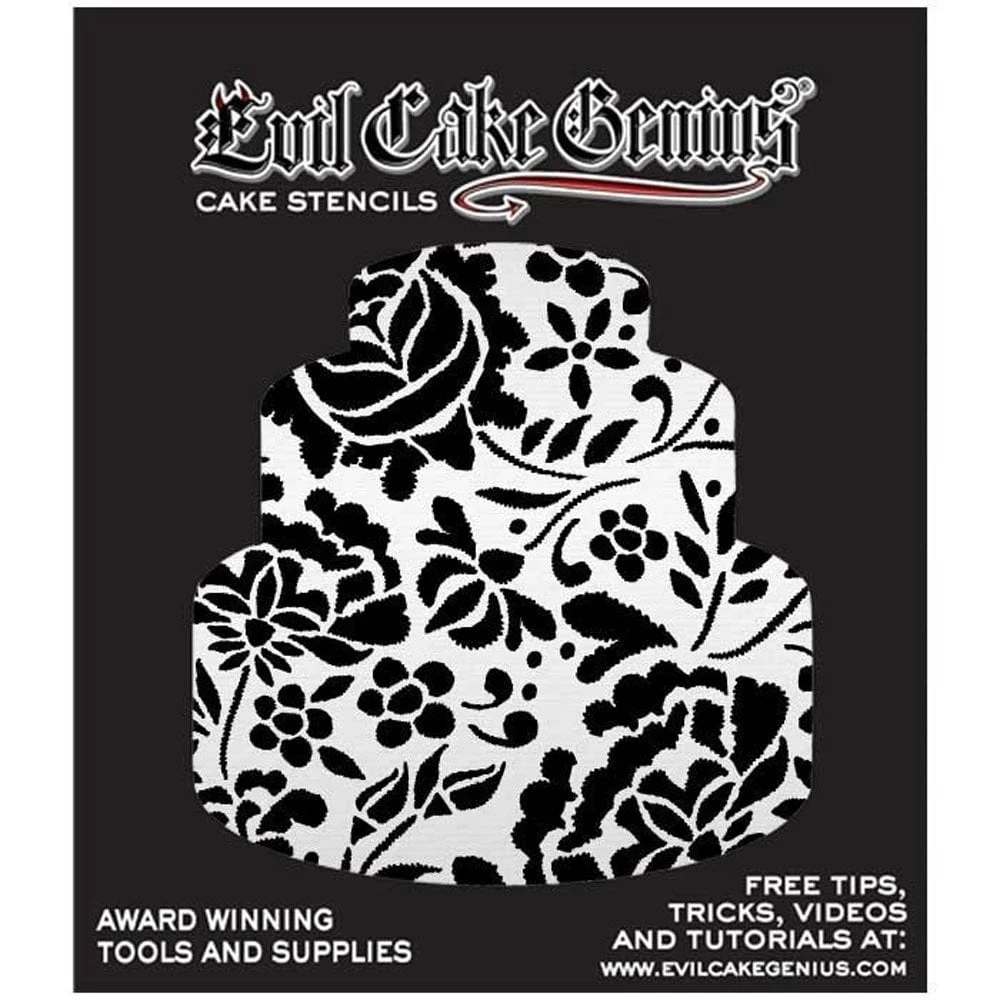 Evil Cake Genius Acrylic Cake Stencil - Embroidered Lace By Julie Deffense 3 Evil Cake Genius Acrylic Cake Stencil - Embroidered Lace By Julie Deffense - Image 3