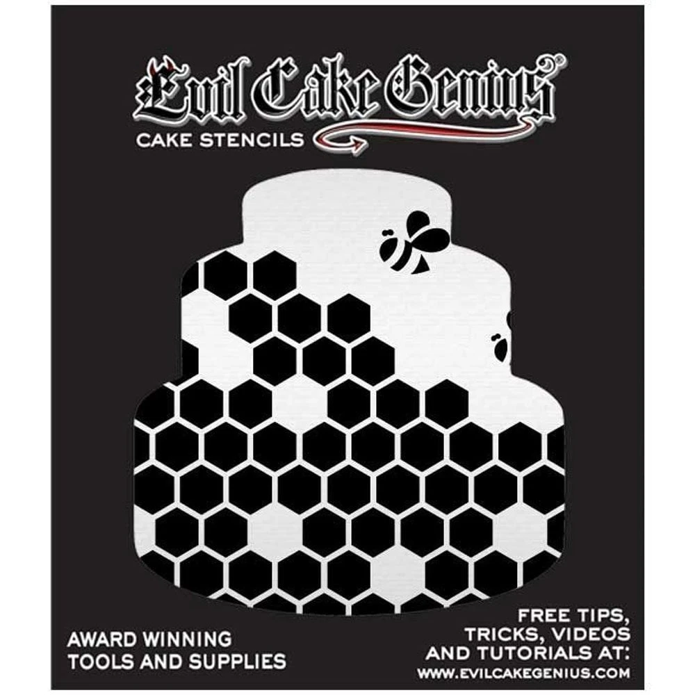 Evil Cake Genius Acrylic Cake Stencil - Honeybee 2 Evil Cake Genius Acrylic Cake Stencil - Honeybee - Image 2