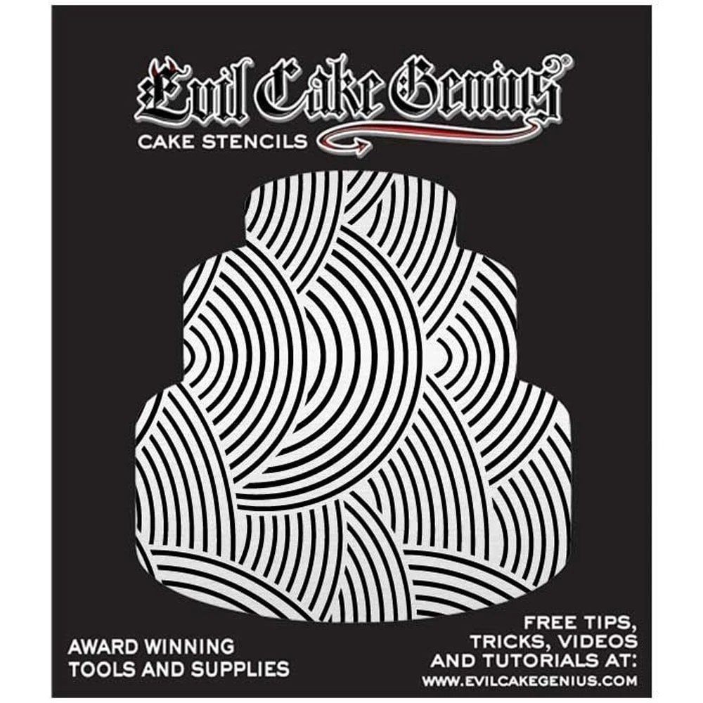 Evil Cake Genius Acrylic Cake Stencil - Linear Arcs 2 Evil Cake Genius Acrylic Cake Stencil - Linear Arcs - Image 2