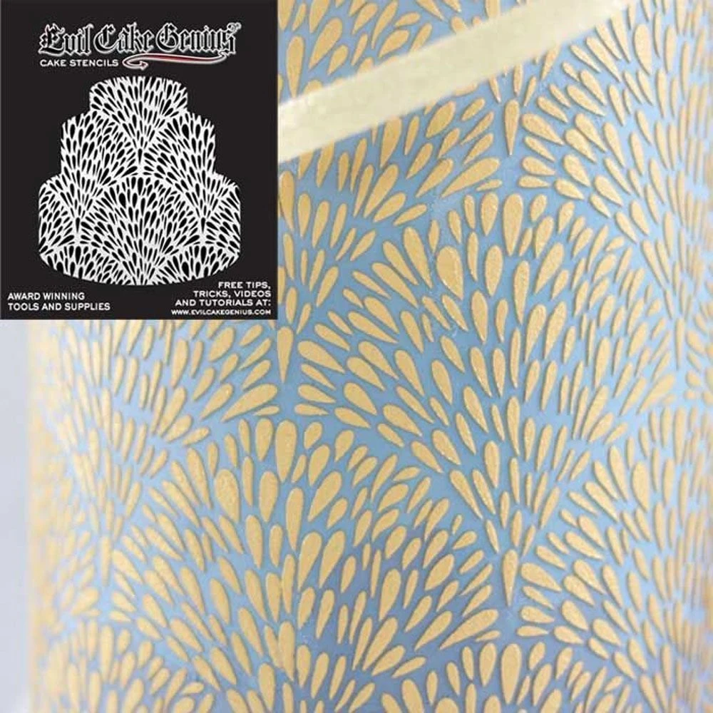 Evil Cake Genius Acrylic Cake Stencil - Peacock Fans 2 Evil Cake Genius Acrylic Cake Stencil - Peacock Fans - Image 2