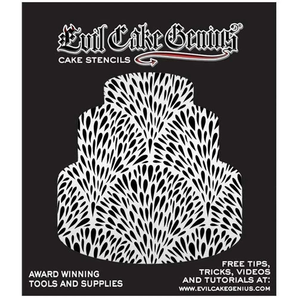 Evil Cake Genius Acrylic Cake Stencil - Peacock Fans 4 Evil Cake Genius Acrylic Cake Stencil - Peacock Fans - Image 4