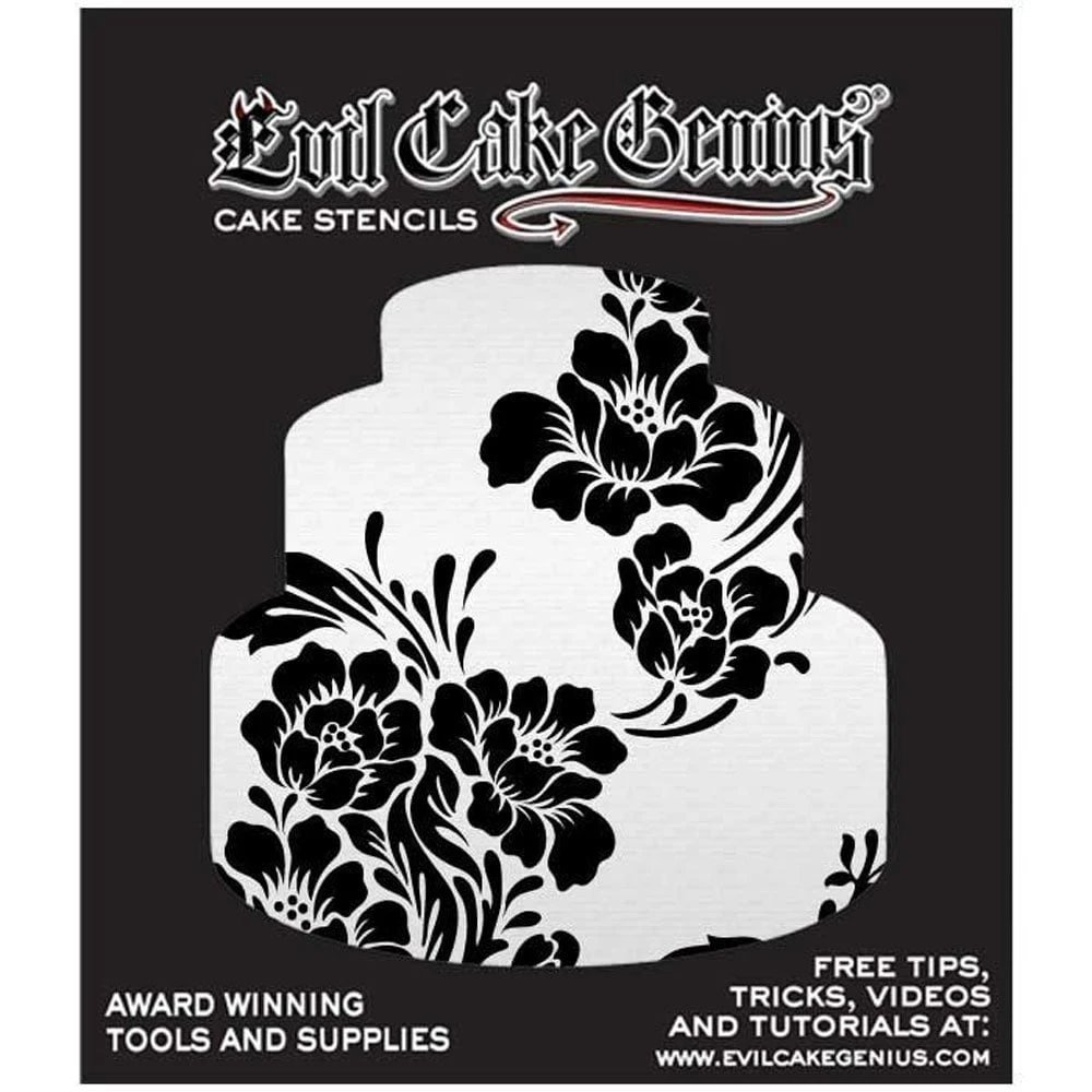 Evil Cake Genius Acrylic Cake Stencil - Rose Lace 6 Evil Cake Genius Acrylic Cake Stencil - Rose Lace - Image 6