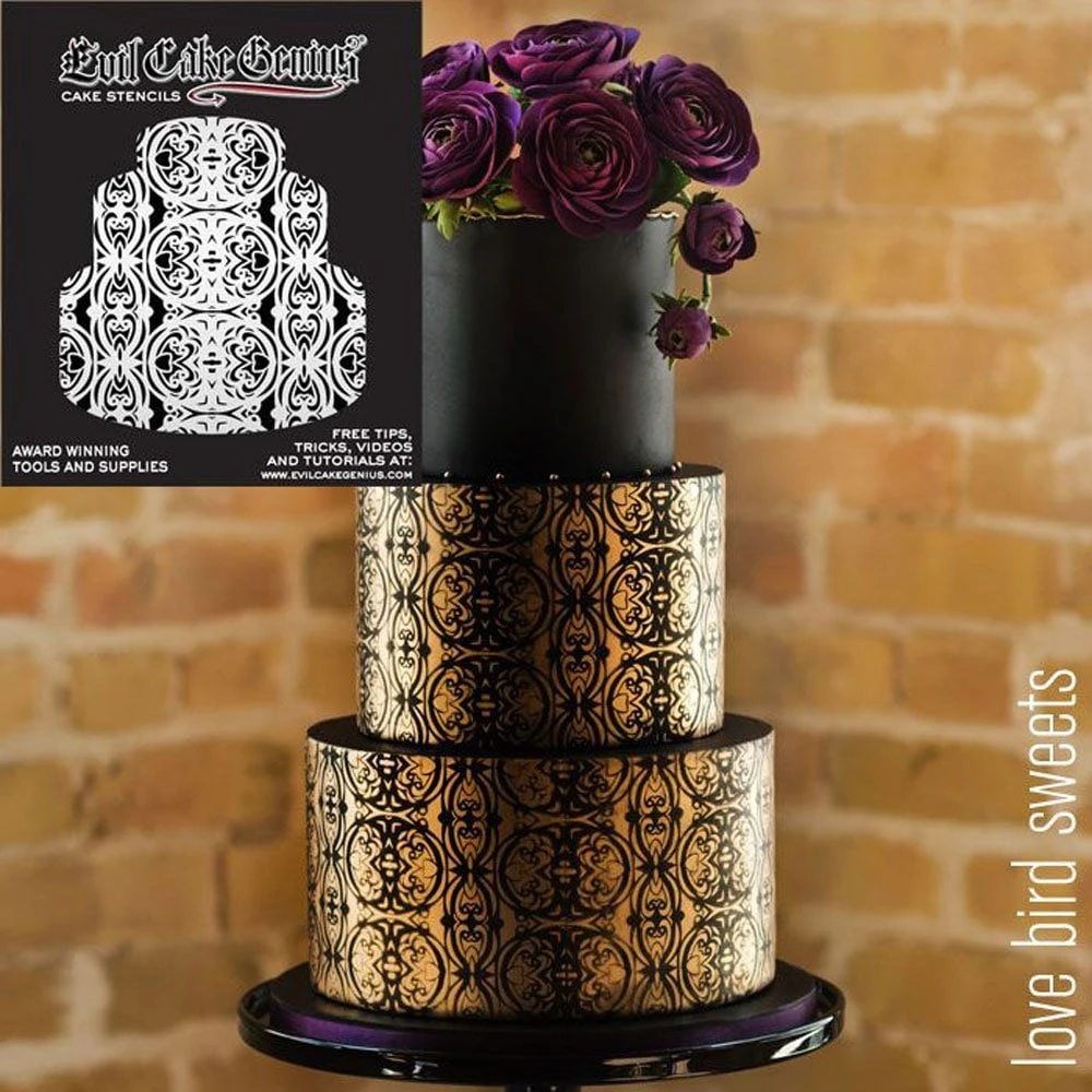Evil Cake Genius Acrylic Cake Stencil - Velvet Burnout 2 Evil Cake Genius Acrylic Cake Stencil - Velvet Burnout - Image 2