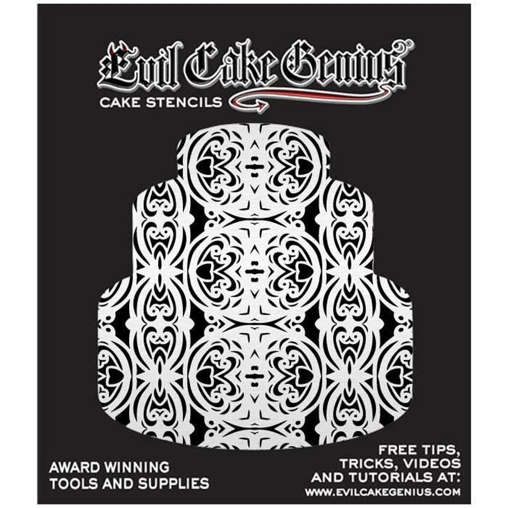 Evil Cake Genius Acrylic Cake Stencil - Velvet Burnout 3 Evil Cake Genius Acrylic Cake Stencil - Velvet Burnout - Image 3