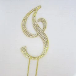 Letter I - Large Gold Swarovski Monogram Diamante Crystal Cake Topper (12cm)