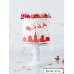 LissieLou Santa's Travels Cake Stencil - Full Size Design