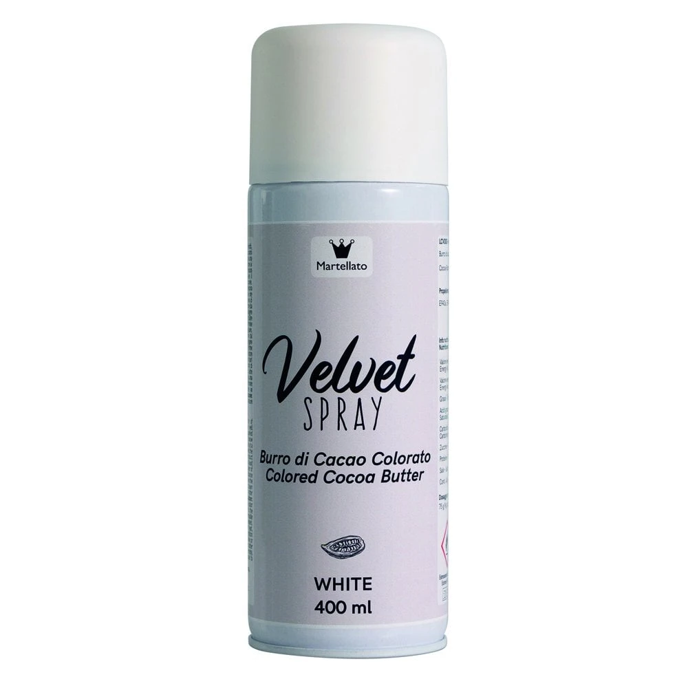 Martellato White Coloured Cocoa Butter Velvet Spray - 400ml 1 Martellato White Coloured Cocoa Butter Velvet Spray - 400ml