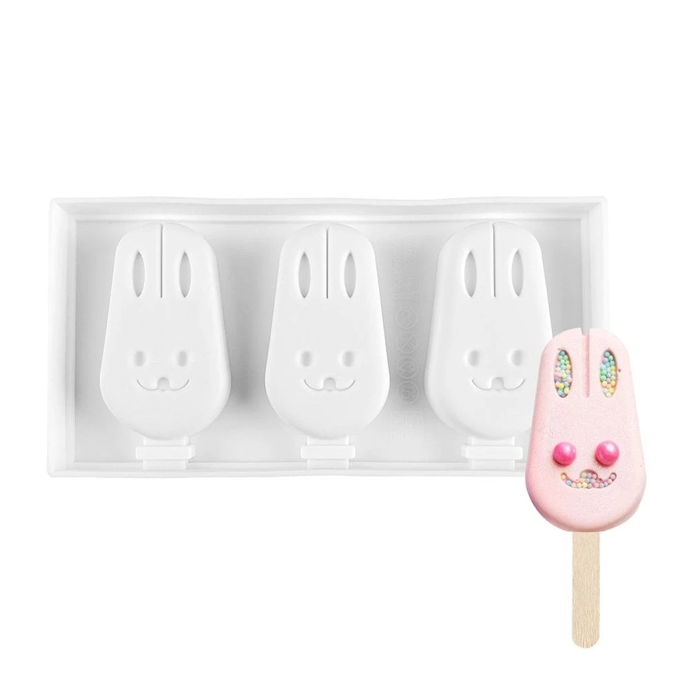 Mould Factory Happy Bunny Face Cakesicle Mould - 3 Cavity 2 Mould Factory Happy Bunny Face Cakesicle Mould - 3 Cavity - Image 2