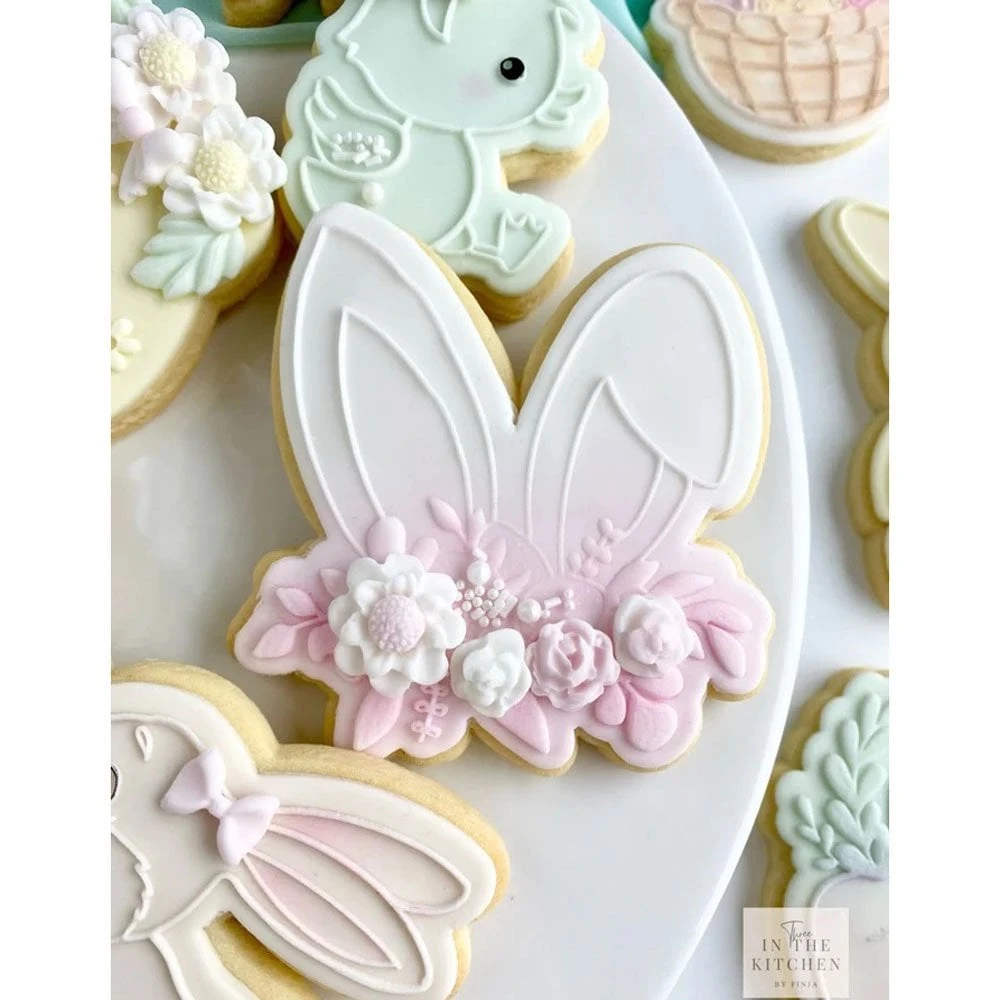 Oh My Cookie Floral Bunny Ears Cookie Stamp + Cookie Cutter 1 Oh My Cookie Floral Bunny Ears Cookie Stamp + Cookie Cutter