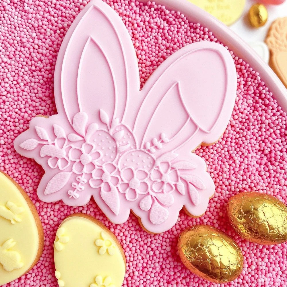 Oh My Cookie Floral Bunny Ears Cookie Stamp + Cookie Cutter 2 Oh My Cookie Floral Bunny Ears Cookie Stamp + Cookie Cutter - Image 2