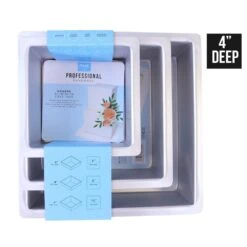 PME 4" Deep Square Cake Tins - Set Of 3 - 6", 8", & 10"