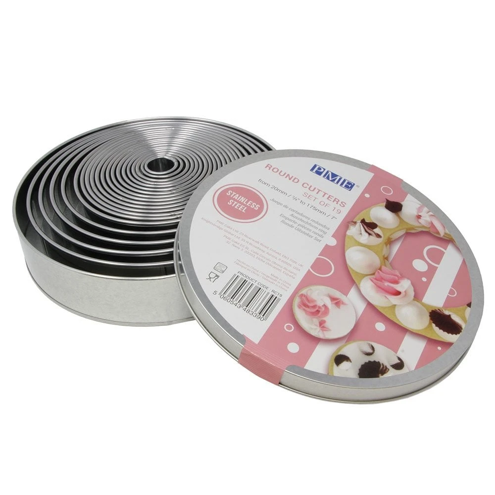 PME Round Stainless Steel Cutters - Set Of 19 1 PME Round Stainless Steel Cutters - Set Of 19