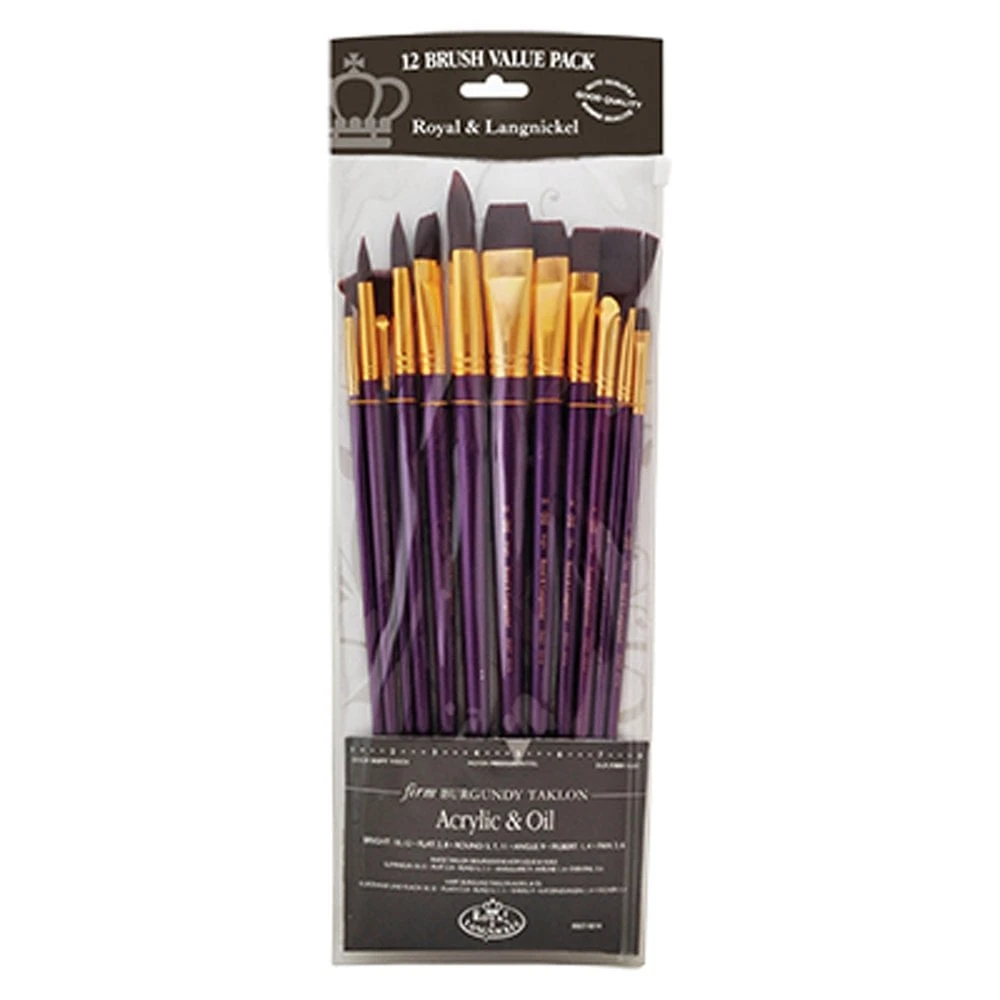 Royal Brush Firm Burgundy Taklon - Brights, Flats, Rounds, Angular, Filberts, Fans 1 Royal Brush Firm Burgundy Taklon - Brights, Flats, Rounds, Angular, Filberts, Fans