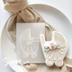 Sarah Maddison Rattan Pram Cookie Stamp & Cutter